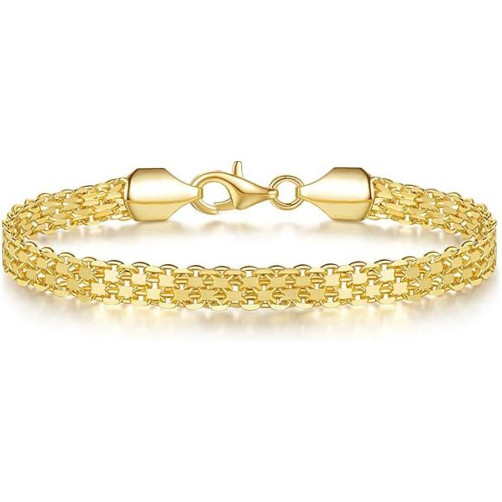 14k Gold Bracelets for Men Mesh Chain Bracelets Dainty Gold Bracelet